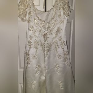 Sweetheart Straps Beading Chiffon Wedding Gown TWB2022